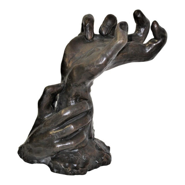 1990s Art Nouveau Sculpture of Hands Bronze Casting after Rodin Impressionism style For Sale