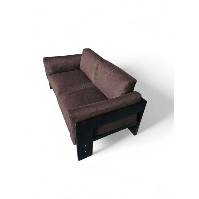 Bastiano Two-Seat Sofa in Black Wood Frame and Fabric Cushions by Afra & Tobia Scarpa for Gavina, Italy, 1960s For Sale - Image 4 of 10