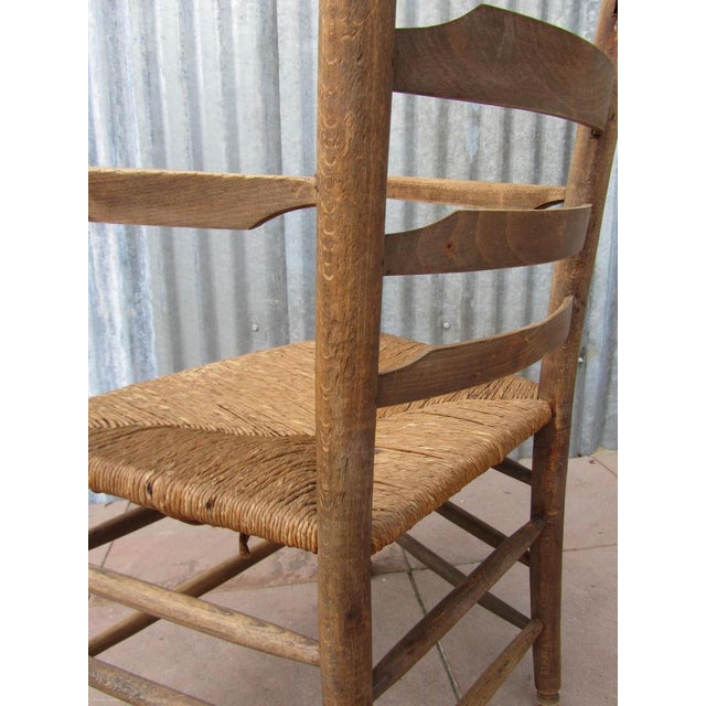 Antique Dutch Rustic Farmers Armchair with Wicker Seat, 1900s For Sale - Image 13 of 15