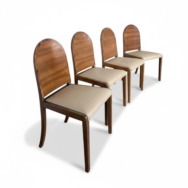 Art Deco Dining Chairs in Walnut, 1930s, Set of 4 For Sale - Image 9 of 9