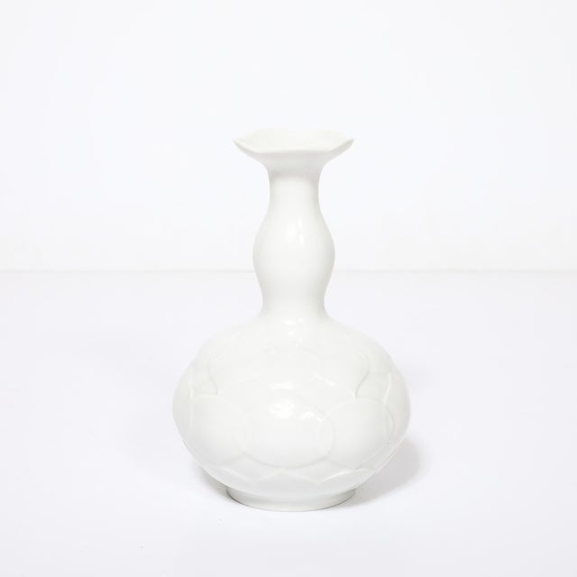 Mid-Century Modern Mid-Century Stylized White Lotus Form Flower Porcelain Vase by Meissen For Sale - Image 3 of 13
