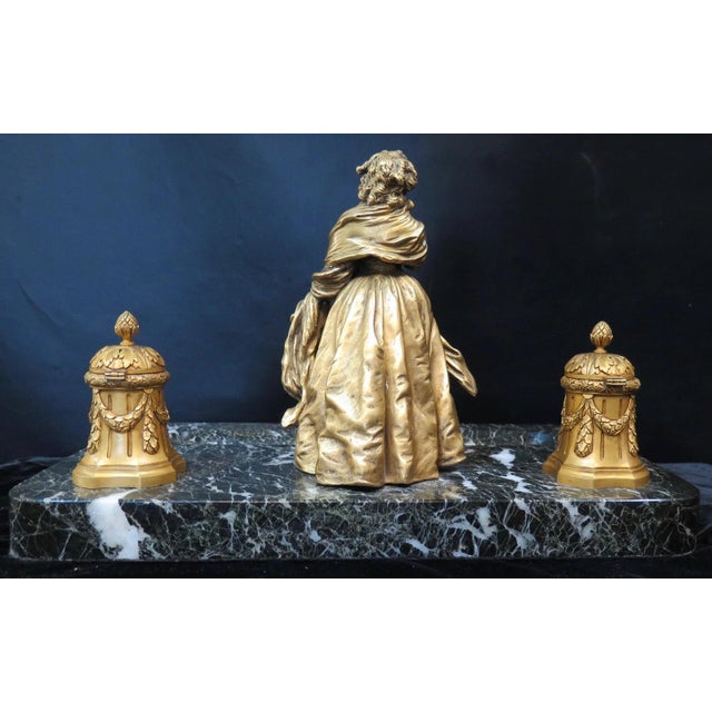 Vintage Bronze & Marble Inkwell - Set of 3 For Sale In New York - Image 6 of 9
