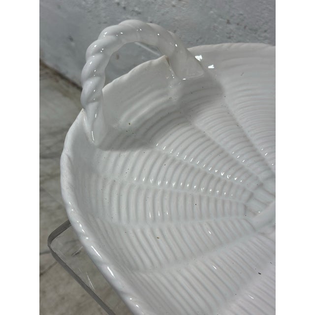 1980s Large Vintage Basket Weave Ceramic Platter For Sale - Image 5 of 7