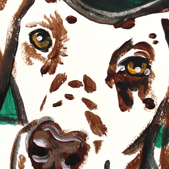 Lou Dog - Original Blue Green Dog Portrait Acrylic Painting on Paper by Jesse Black For Sale - Image 4 of 6