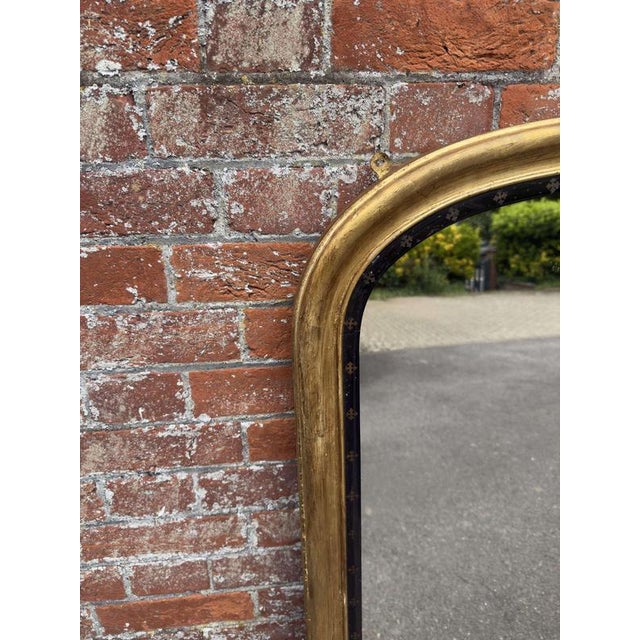 Antique English Carved Wood and Gesso Arched Top Gilt Overmantle Mirror For Sale - Image 6 of 7