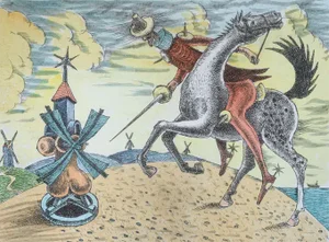 Czeslaw Tumielewicz, Don Kichot Attacks, Drypoint on Paper, 2007