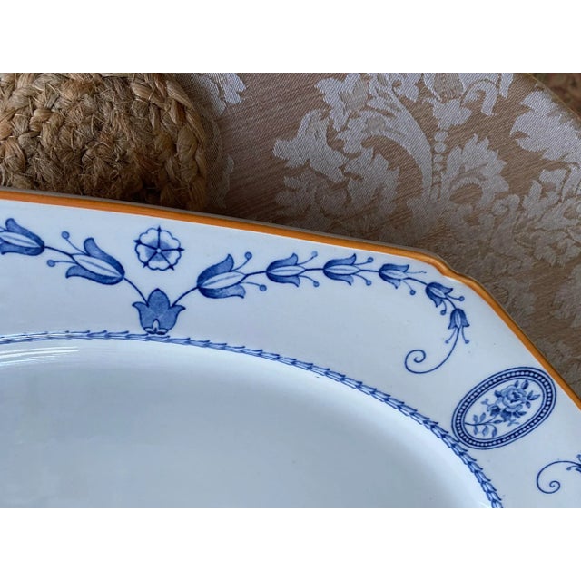 French Country Mid Century Wood & Sons Broadmoor Blue Octagonal Ironstone Turkey Serving Platter For Sale - Image 3 of 12