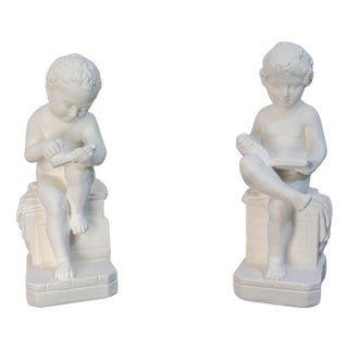Late 19th Century Plaster Cherubs Bookends, France For Sale