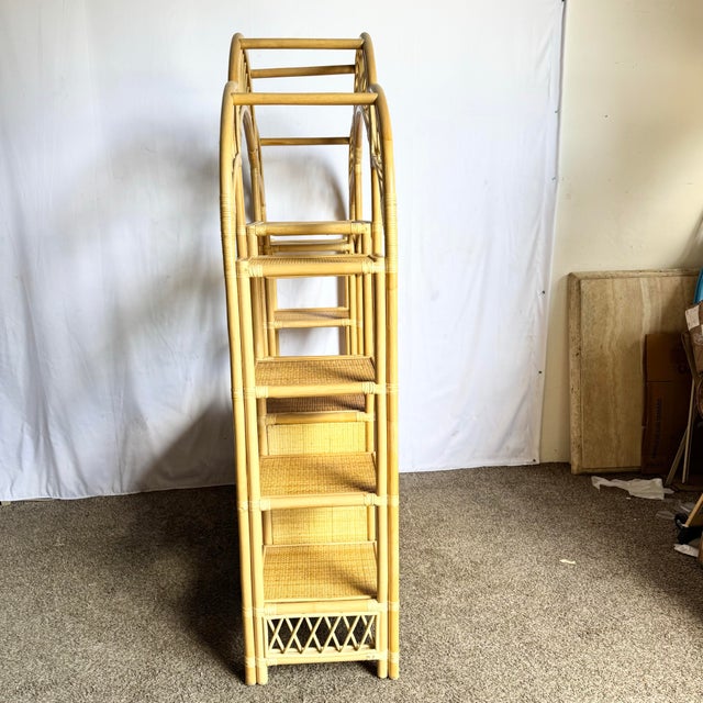 Late 20th Century Boho Chic Arched Rattan Etagere/Wall Unit For Sale - Image 5 of 9