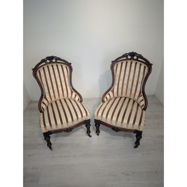 Vintage Chair in Carved Wood on Wheels, 1955 For Sale - Image 3 of 16