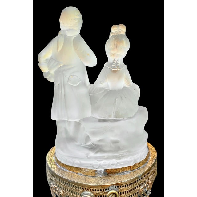 Vintage 1930’s Frosted Glass Figural Vanity Lamp For Sale - Image 9 of 14