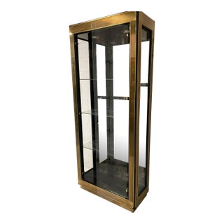 1970s Brass Vitrine Display Cabinet by Mastercraft For Sale