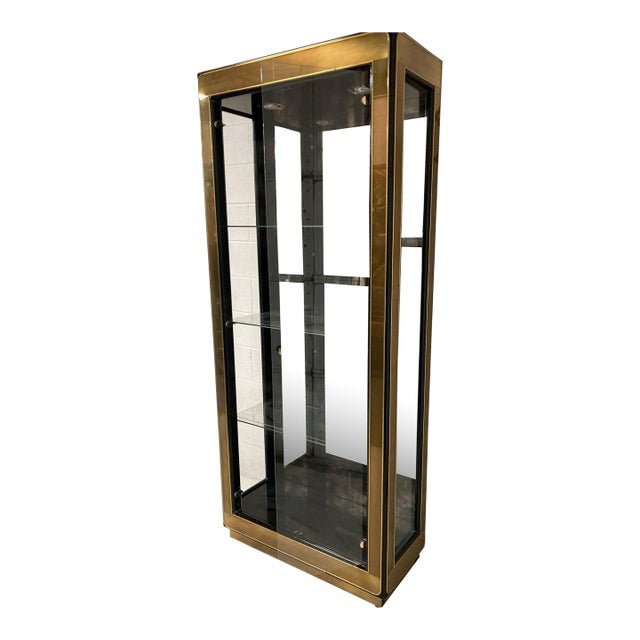 1970s Brass Vitrine Display Cabinet by Mastercraft For Sale