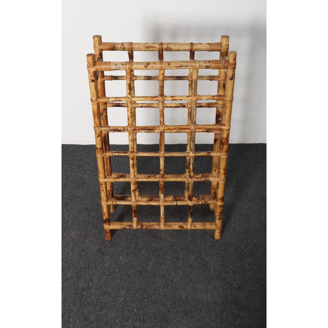 Bamboo wine rack/stand housing 24 bottles (ca. 1970s, USA). Stylish, yet practical piece that can be used as either a...