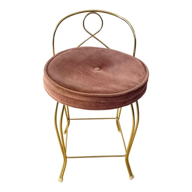 Mid 20th Century Vintage George Koch Mauve Vanity Stool Chair Hollywood Regency For Sale