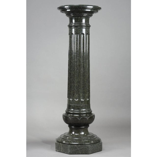 Green Large Fluted Green Marble Columns, 1880, Set of 2 For Sale - Image 8 of 18