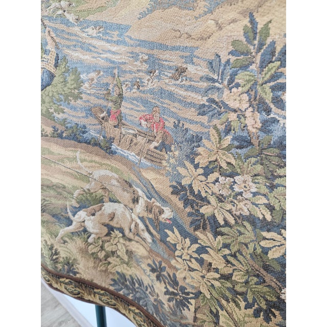 Textile Tapestry with Hunting Motif in the style of Aubusson from JP Paris, 1970s For Sale - Image 7 of 18