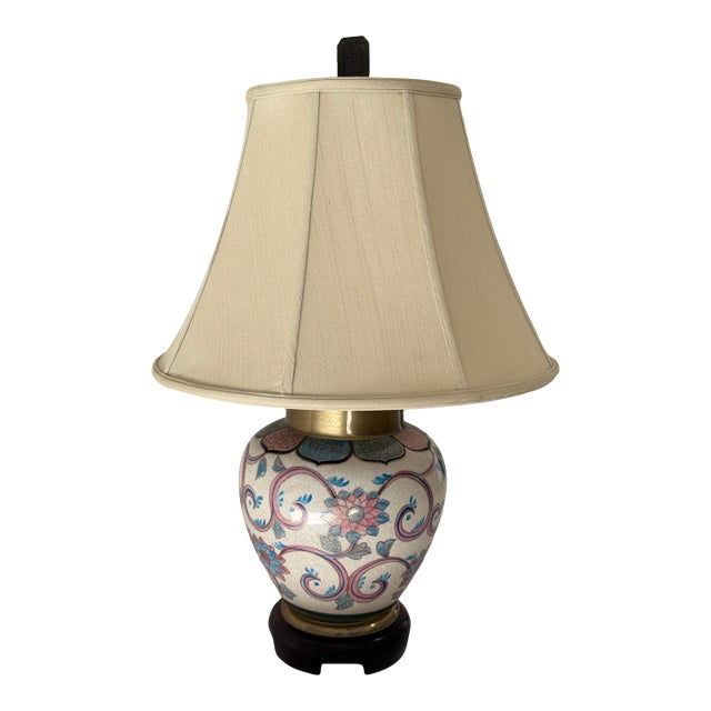 Vintage Frederick Cooper Chinoiserie Crackle Glaze Ginger Jar Table Lamp For Sale