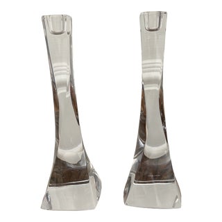Nambe Crystal Candleholders- a Pair For Sale