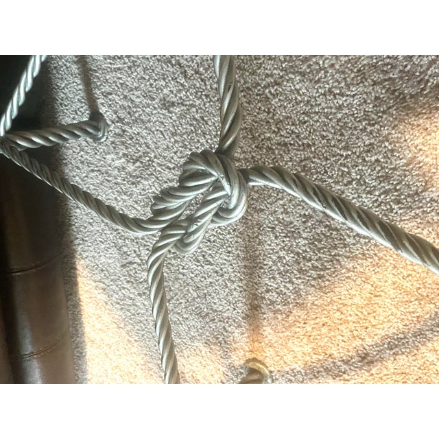 Metal Pair Vintage Napolean III Style Rope Twist Iron Stools For Sale - Image 7 of 9