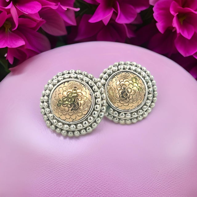 Authentic John Hardy Estate Clip-on Earrings Sterling Silver 18k Yellow Gold JH97 TRUSTED SELLER SINCE 2002 PLEASE SEE OUR...