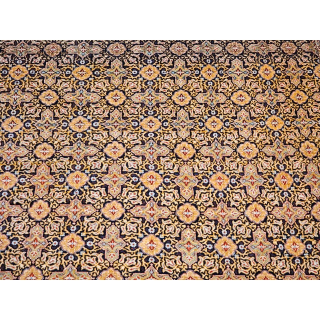 Vintage Persian Tabriz Rug, Hand-Knotted Wool, Allover Geometric Pattern, Navy & Tan, 9x11 For Sale - Image 12 of 15