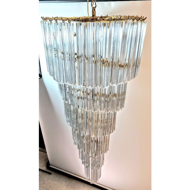 Italian Very Large Vintage Italian Murano Glass Spiral Chandelier 55" For Sale - Image 3 of 12