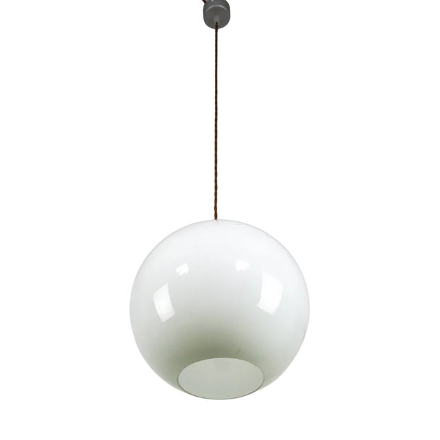 Mid-Century White Glass Pendant Lamp For Sale