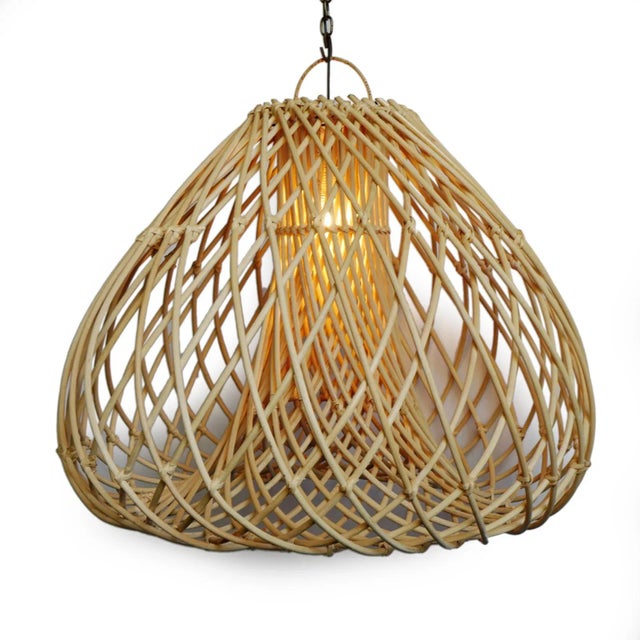 Contemporary Contemporary Rattan Java Drop Pendant Light Large For Sale - Image 3 of 12