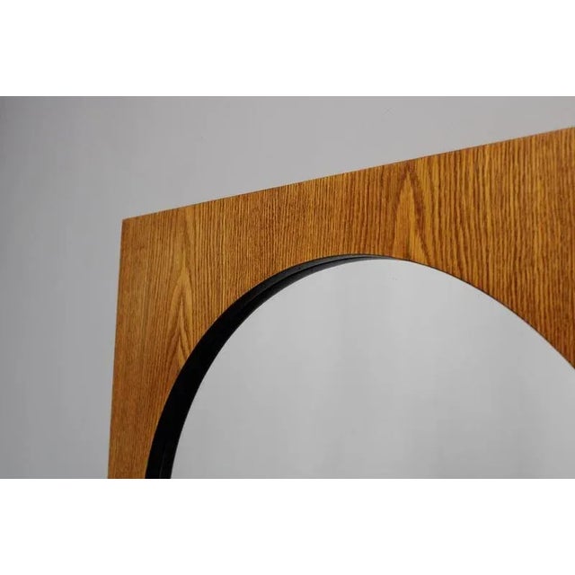 Large Oak Square Mirror, Former Czechoslovakia, 1970s For Sale - Image 6 of 12