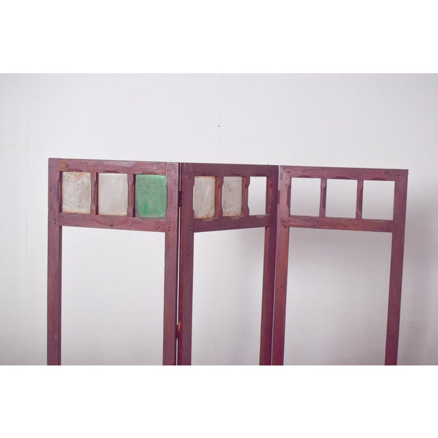 Wooden Folding Screen Frame with Panels, 1950 For Sale - Image 4 of 9