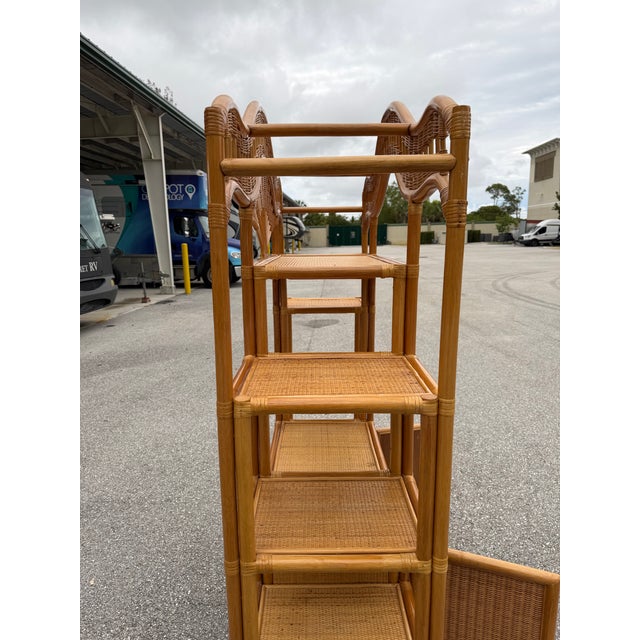 Wood Vintage Boho Woven Rattan Etagere For Sale - Image 7 of 10