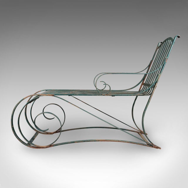 1900 - 1909 Antique Garden Lounger Set, English, Outdoor, Rocker, Steamer Chair, Edwardian For Sale - Image 5 of 12