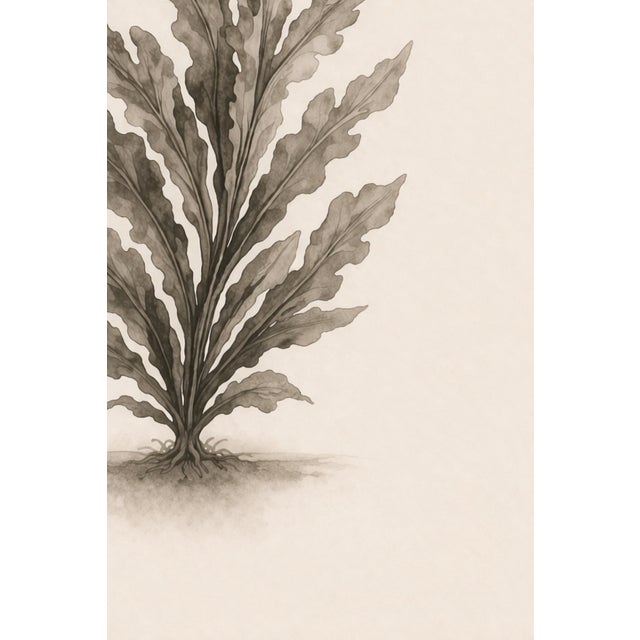 Botanical Seaweed Study Vii, Minimalist Coastal Art Print, 24" × 36" Reproduction For Sale - Image 9 of 10