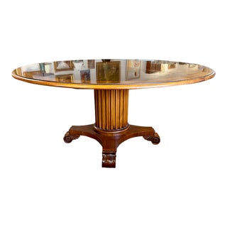 Henredon Natchez Flame Mahogany Pedestal Round Dining Table For Sale