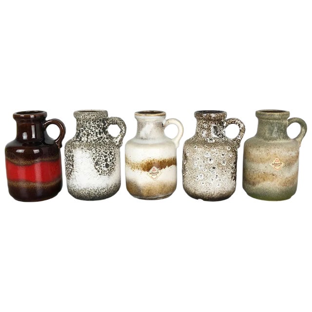 Vintage 414-16 Pottery Fat Lava Vases from Scheurich, Germany, Set of 5 For Sale