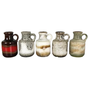 Vintage 414-16 Pottery Fat Lava Vases from Scheurich, Germany, Set of 5