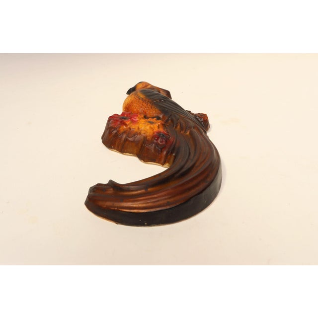 Art Deco Vintage Hand-Painted Chalkware Bird / Pheasant Wall Sculpture For Sale - Image 3 of 16