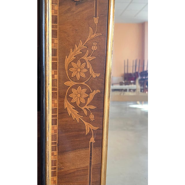 19th Antique Marquetry Inlaid Mahogany Mirror For Sale In Miami - Image 6 of 18