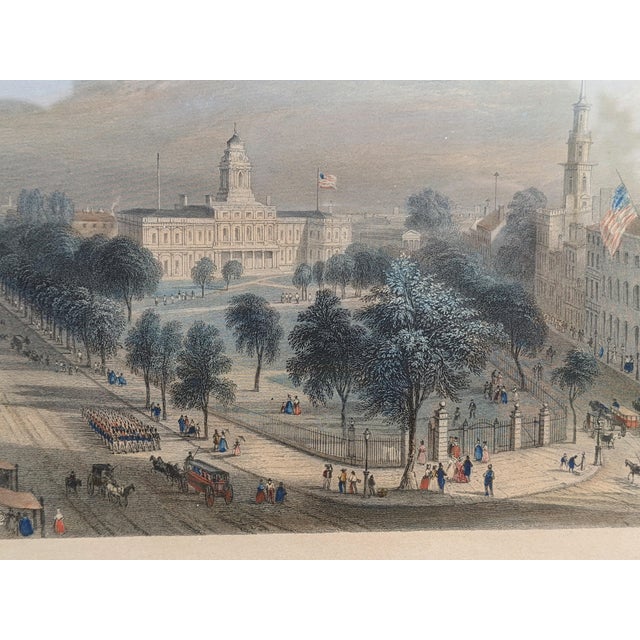 Green Late 1800's Antique Cityscape Engravings in Burlwood Frames- a Pair For Sale - Image 8 of 12