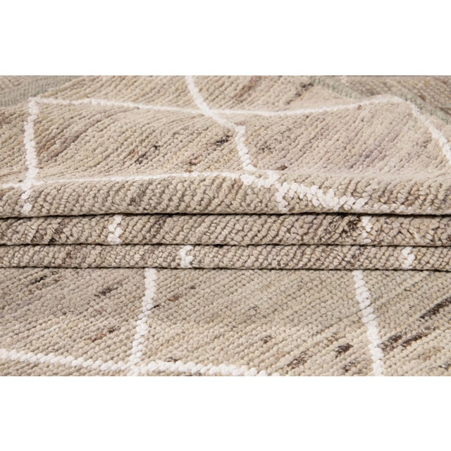 Modern Moroccan-Style Beige Tribal Wool Rug For Sale In New York - Image 6 of 13