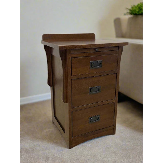 Crofter Style 3 Drawer End Table With Writing Tray- Walnut For Sale - Image 11 of 18
