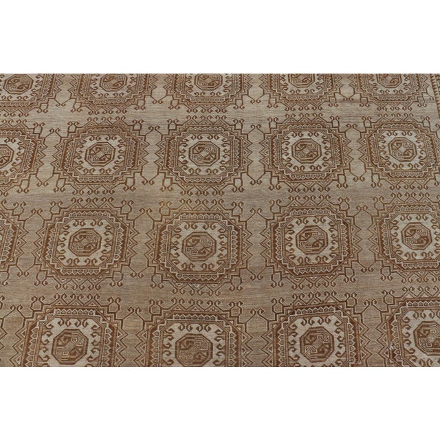 Textile Vintage Hand-Knotted Turkman Rug With Repeating Sub-Geometric Octagonal Design 10'4 X 21'4 For Sale - Image 7 of 17