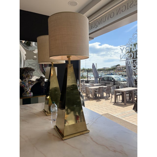 Pyramid Lamps in Brass, 1980s, Set of 2 For Sale - Image 18 of 18