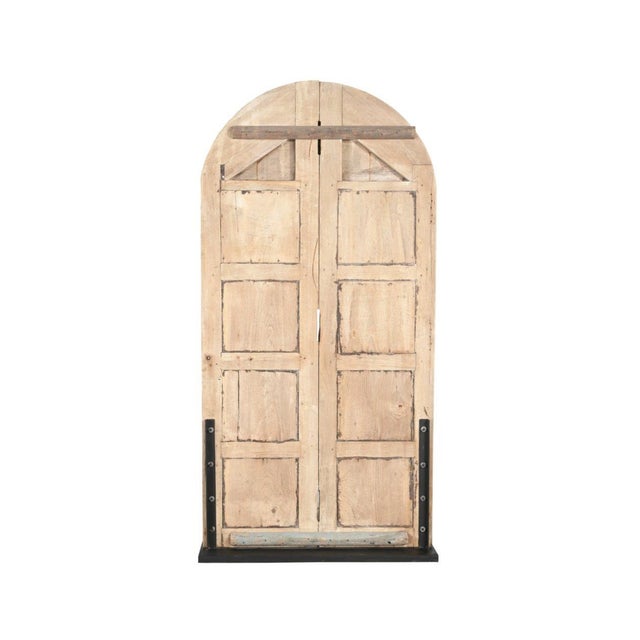 Antique Indian Bleached Teakwood Door, Now Mounted on a Stand, C. 1880 For Sale - Image 4 of 4
