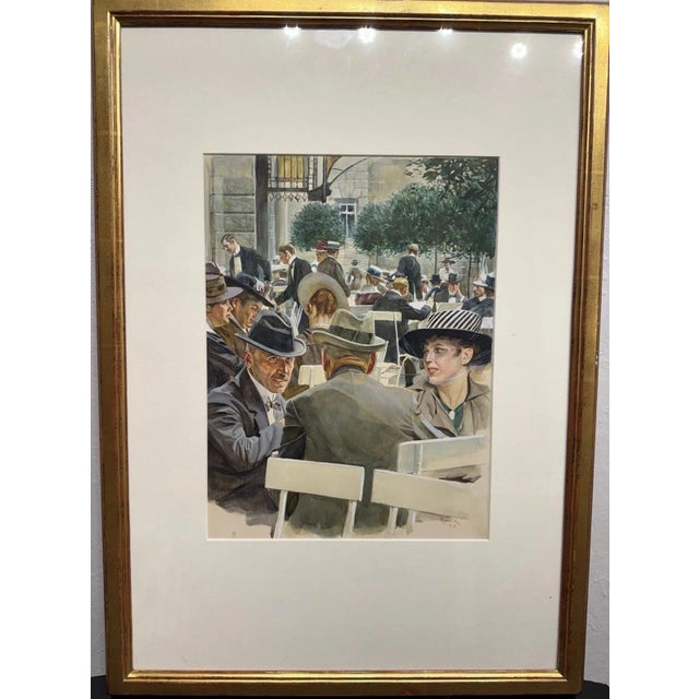 Franz František Horník-Lánský, Coffee House Terrace, Mixed Media, Framed For Sale - Image 13 of 13