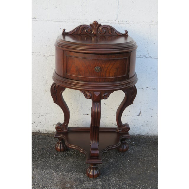 Early 1900s Hand Carved Nightstand Bedside Side End Table 5821a For Sale - Image 9 of 12