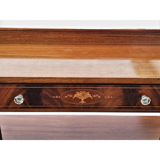 A. H. Davenport and Co. Mahogany and Satinwood Inlaid Two-Tier High Console Table, Circa 1890s For Sale - Image 15 of 17