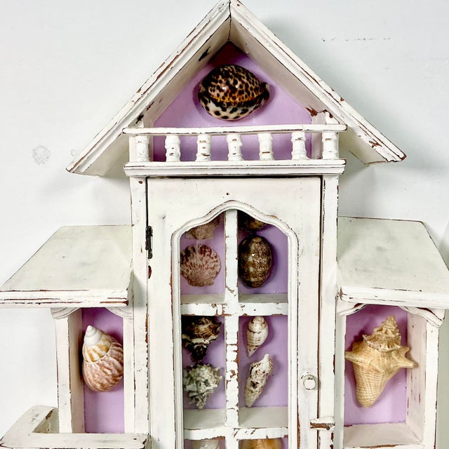 Vintage Coastal Boho Chic Lavender Ground Beach House Divided Shadowbox Decorative Object, Seashell Collection - A Pair For Sale - Image 9 of 18
