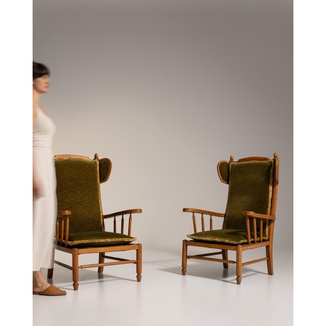 1970s Brown Wood Pair of Lounge Chairs For Sale - Image 11 of 16